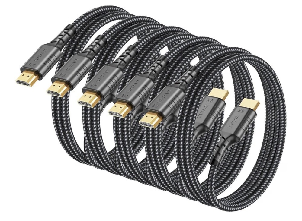 3ft HDMI 2.1 Cable 5-Pack 48Gbps 8K 60Hz 4K 120Hz Braided eARC